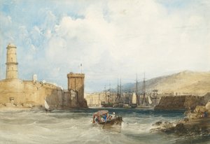 De ingang van de haven van Marseille door William Callow