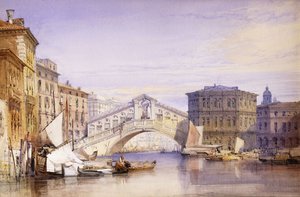 De Rialto vanaf het Grote Kanaal, 1852 door William Callow