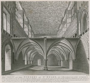 De crypte van het Klooster van St. Helen in Bishopsgate Street, Londen door William Capon