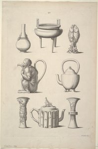 Ontwerpen voor servies, plaat XV van Ontwerpen van Chinese gebouwen, meubels, kleding, machines en gereedschappen door William Chambers