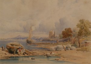 Barnbougle Kasteel bij Crammond aan de Forth door Clarkson Frederick Stanfield