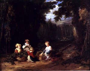 Jonge Kinderen die Hop Plukken, ca. 1835 door William Collins