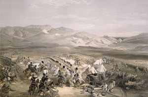 Aanval van de Zware Cavaleriebrigade in de Slag bij Balaclava op 25 oktober 1854, gegraveerd door E. Walker, gepubliceerd 1855 door William Crimea Simpson