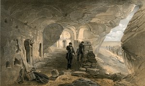 Uitgegraven kerk in de grotten van Inkermann, kijkend naar het westen