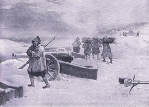 Wachter van de Zouaven voor Sevastopol, illustratie uit Britse gevechten op land en zee, 1915