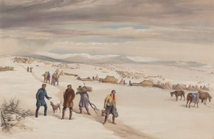 Het kamp van de tweede divisie, kijkend naar het oosten. Januari 1855 door William Crimea Simpson