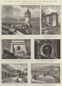 De Waterwerken van de Liverpool Corporation, Lake Vyrnwy, Montgomeryshire, Noord-Wales door William Crimea Simpson