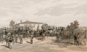 De begrafenisstoet van Lord Raglan verlaat het hoofdkwartier door William Crimea Simpson
