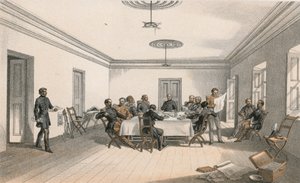 Het interieur van het hoofdkwartier van Lord Raglan, een krijgsraad door William Crimea Simpson