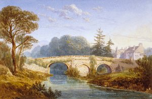 Uitzicht op Eltham Bridge bij Eltham Palace, Woolwich, Greenwich, Londen, ca. 1830