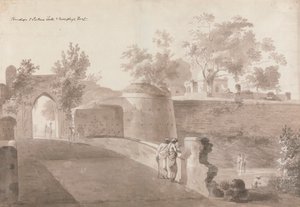 Brug en Patna-poort en Monghyr-fort door William Daniell