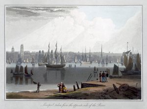 Liverpool, genomen vanaf de overkant van de rivier, 1815 door William Daniell