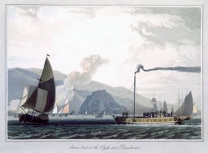 Stoomboot op de Clyde bij Dumbarton, Schotland, 1829