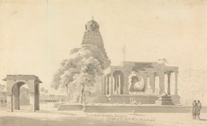 De grote stier en pagode in Tanjore door William Daniell