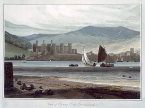 Uitzicht op Conway Castle, Caernarvonshire, Wales door William Daniell