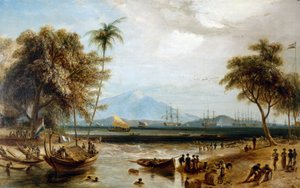 Waterpunt bij Anjer Point, op het eiland Java (Indonesië) door William Daniell