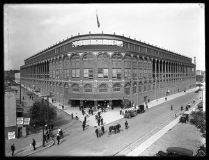 Hooggelegen uitzicht op Ebbets Field, Brooklyn, 2 september 1914