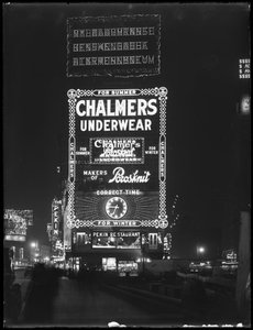 Verlicht bord voor Chalmers Ondergoed, New York City, 6 januari 1917