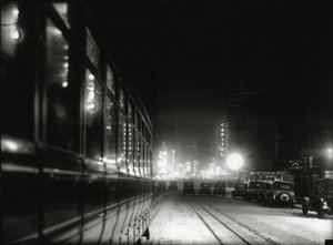 Nachtzicht nabij Times Square, ca. 1919-20
