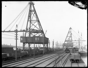 Reizende kranen, Pennsylvania Rail Road, Greenville, N.Y. door William Davis Hassler
