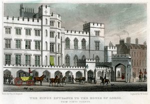 De koninklijke ingang naar het Hogerhuis, Palace of Westminster, Londen, 1829 door William Deeble