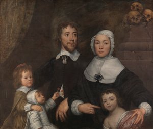 Portret van een familie, waarschijnlijk die van Richard Streatfeild door William Dobson