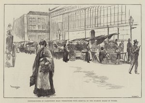 Straatverkopers in Farringdon Road, bedreigd met Verwijdering door de Holborn Board of Works door William Douglas Almond
