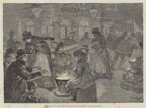 Uitzetting van arme Ierse families in Leather Lane, Holborn