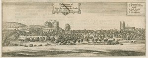 Tamworth - Panorama: gravure, nd [17e eeuw] door William Dugdale
