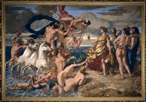 Neptunus draagt het rijk van de zeeën over aan Britannia door William Dyce