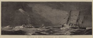 Zeeproef van HMS Devastation bij Berehaven door William Edward Atkins