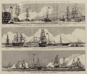 Schetsen bij de Marine Review in Spithead (gravure)