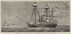 Torpedoorlogvoering, HMS Flamingo in Besika Bay door William Edward Atkins