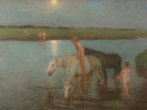 De rivierbank door William Edward Stott
