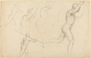 Studies van rennende mannen door William Etty