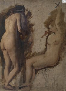 Studie voor een Figurencompositie - Twee Vrouwelijke Naakten