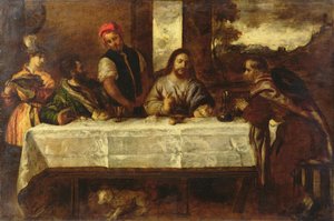 Emmaüsgangers, naar Titiaan (olieverf op doek) door William Etty