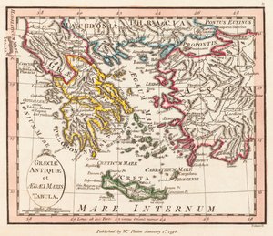 Oude Griekenland. Egeïsche Zee. Klein-Azië. Kaart. door William Faden