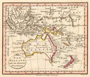 Australië en Nieuw-Zeeland. Nieuw-Holland. Kaart.