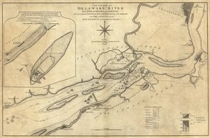 Loop van de Delaware-rivier van Philadelphia naar Chester door William Faden