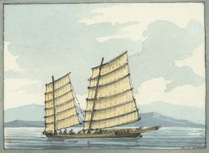 Chinese loodsboot uit Macao door William Ffarington