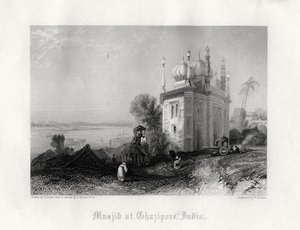 Moskee in Chazipore, India door William Finden