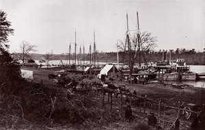Broadway Landing, Appomattox River, 1864 door William Frank Browne