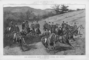 De Goodwood Hunt - een galop onder de Sussex Downs (litho)