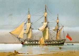 Een Koninklijke Marine 42 kanonnen fregat door William Frederick Mitchell