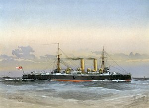 HMS Blenheim, Royal Navy 1e klasse kruiser door William Frederick Mitchell