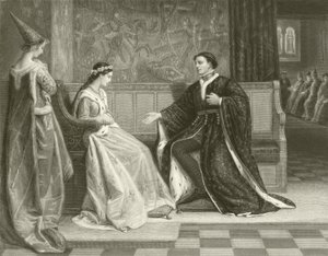 Het hofmaken van koning Hendrik V door William Frederick Yeames