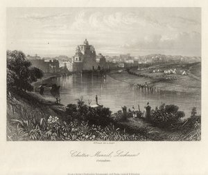 Algemeen zicht, aan de overkant van de Gomati, Chuttur Munzil, Lucknow. door William French