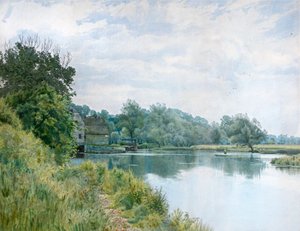 De Ouse en Molen bij Hemingford Grey door William Garden Fraser