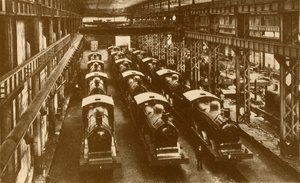 Locomotieven klaar voor verzending overzee, ca. 1930 door William George Armstrong